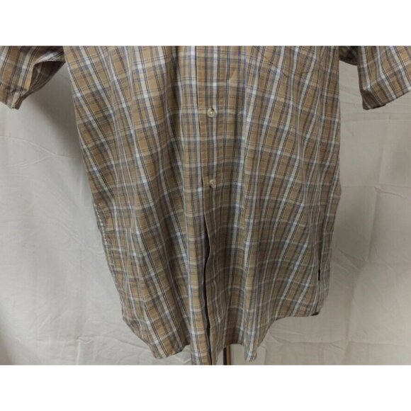 Wrangler Cool River Mens Large Tan Plaid  Short Sleeve Button Down Western Shirt - Picture 4 of 11